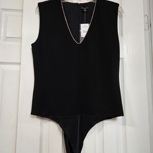 Cache Black Sleeveless Bodysuit W Rhinestones SIZE M NEW